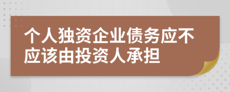 个人独资企业债务应不应该由投资人承担