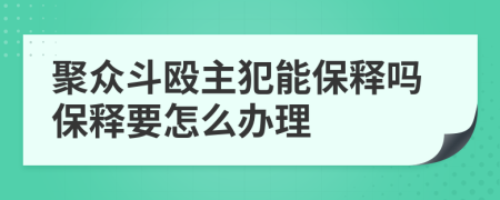 聚众斗殴主犯能保释吗保释要怎么办理