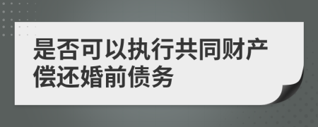 是否可以执行共同财产偿还婚前债务