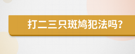 打二三只斑鸠犯法吗？