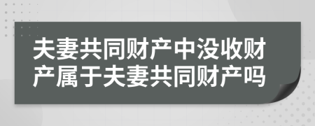 夫妻共同财产中没收财产属于夫妻共同财产吗