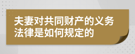 夫妻对共同财产的义务法律是如何规定的