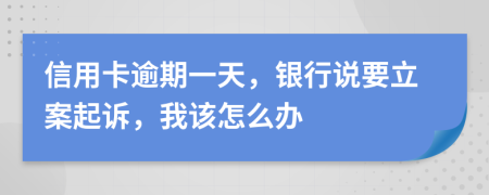 信用卡逾期一天，银行说要立案起诉，我该怎么办