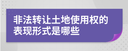 非法转让土地使用权的表现形式是哪些