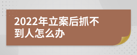 2022年立案后抓不到人怎么办