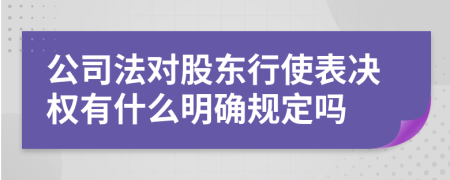 公司法对股东行使表决权有什么明确规定吗