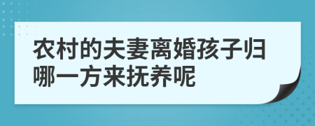 农村的夫妻离婚孩子归哪一方来抚养呢