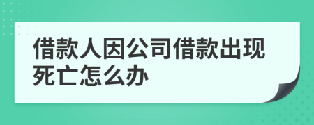 借款人因公司借款出现死亡怎么办