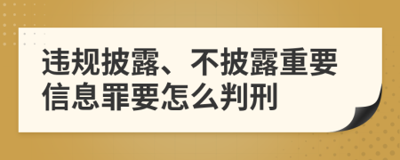 违规披露、不披露重要信息罪要怎么判刑