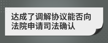 达成了调解协议能否向法院申请司法确认