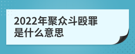 2022年聚众斗殴罪是什么意思