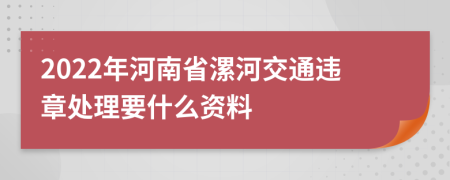 2022年河南省漯河交通违章处理要什么资料
