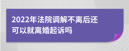 2022年法院调解不离后还可以就离婚起诉吗