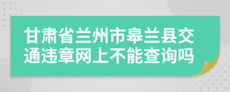 甘肃省兰州市皋兰县交通违章网上不能查询吗