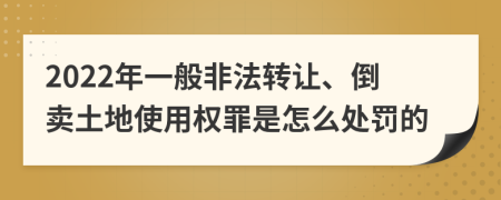2022年一般非法转让、倒卖土地使用权罪是怎么处罚的