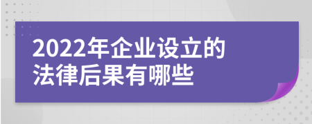 2022年企业设立的法律后果有哪些