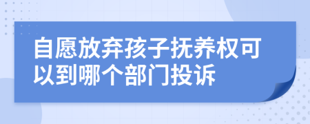 自愿放弃孩子抚养权可以到哪个部门投诉