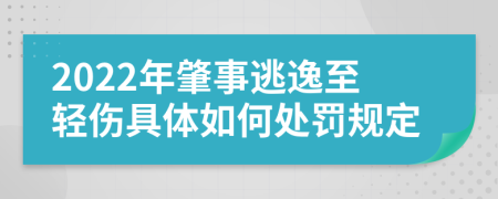 2022年肇事逃逸至轻伤具体如何处罚规定