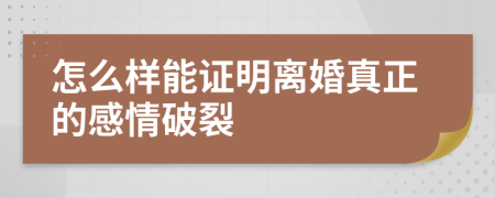 怎么样能证明离婚真正的感情破裂