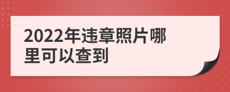 2022年违章照片哪里可以查到