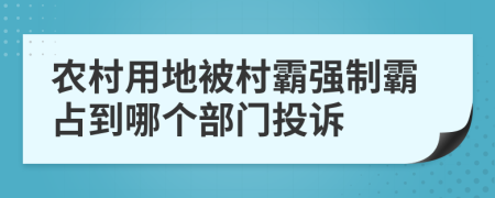 农村用地被村霸强制霸占到哪个部门投诉