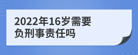 2022年16岁需要负刑事责任吗