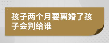 孩子两个月要离婚了孩子会判给谁