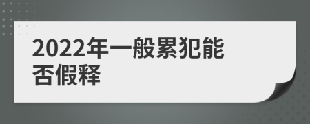 2022年一般累犯能否假释