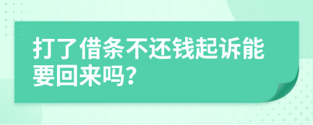 打了借条不还钱起诉能要回来吗？