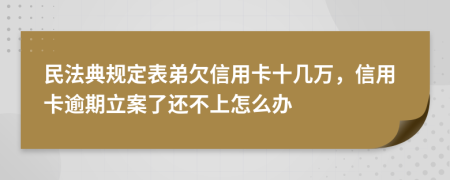 民法典规定表弟欠信用卡十几万，信用卡逾期立案了还不上怎么办