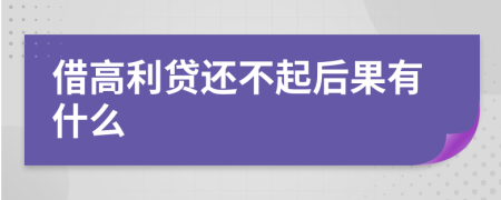 借高利贷还不起后果有什么