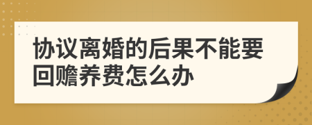 协议离婚的后果不能要回赡养费怎么办