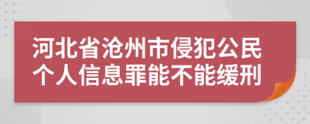 河北省沧州市侵犯公民个人信息罪能不能缓刑