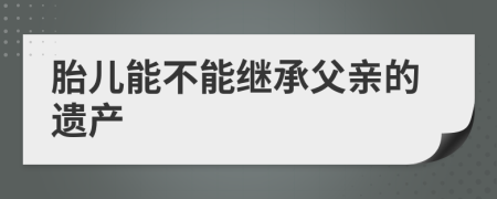 胎儿能不能继承父亲的遗产