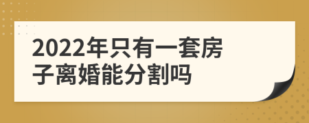 2022年只有一套房子离婚能分割吗