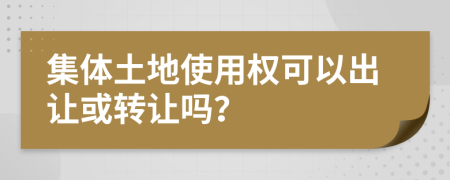 集体土地使用权可以出让或转让吗？