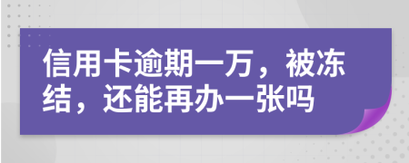 信用卡逾期一万，被冻结，还能再办一张吗