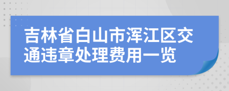 吉林省白山市浑江区交通违章处理费用一览