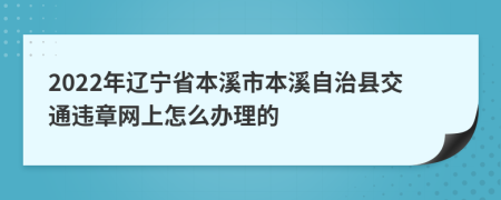 2022年辽宁省本溪市本溪自治县交通违章网上怎么办理的