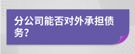 分公司能否对外承担债务？