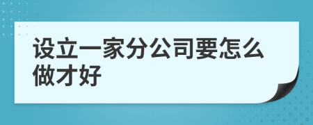 设立一家分公司要怎么做才好