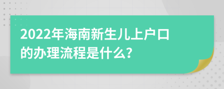 2022年海南新生儿上户口的办理流程是什么？