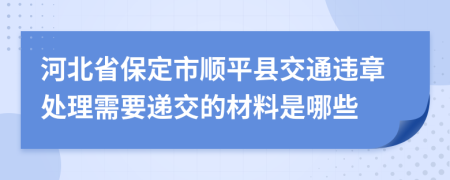 河北省保定市顺平县交通违章处理需要递交的材料是哪些