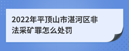 2022年平顶山市湛河区非法采矿罪怎么处罚