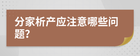 分家析产应注意哪些问题？