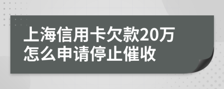 上海信用卡欠款20万怎么申请停止催收