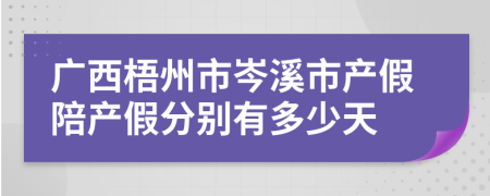 广西梧州市岑溪市产假陪产假分别有多少天