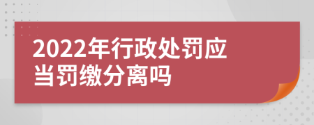 2022年行政处罚应当罚缴分离吗