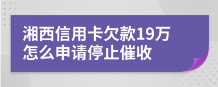 湘西信用卡欠款19万怎么申请停止催收