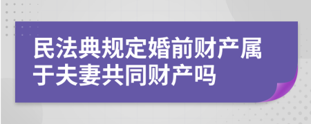 民法典规定婚前财产属于夫妻共同财产吗